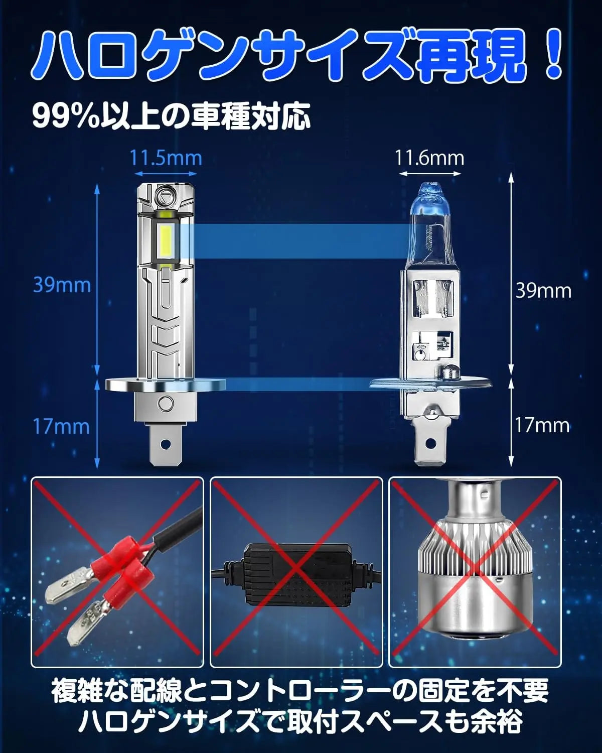 SUPAREE 汽车照明系统 新モデル登場H1 ヘッドライト 爆光 車検対応 ハイビーム用  6500K  led バルブ