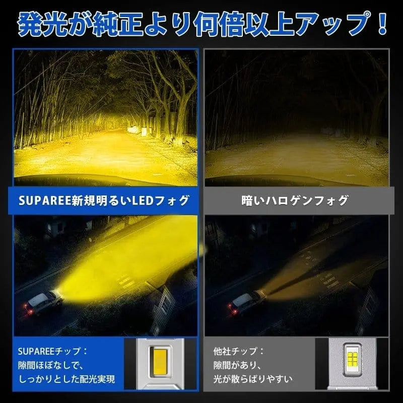 SUPAREE 汽车照明系统 LED フォグランプ H8 H11 H16 led 爆光 イェロー 3000K 車検対応 一年保証 取付簡単