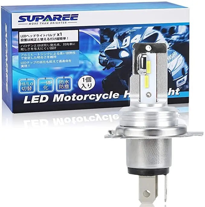 SUPAREE 汽车照明系统 バイク用 H4 ヘッド ランプ 車検対応 6500k 無極性LEDバルブ
