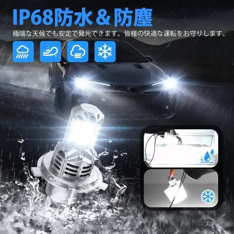 SUPAREE 汽车照明系统 H4 LED ハロゲンサイズ車検対応 爆光 ヘッドライト バルブ2個入り