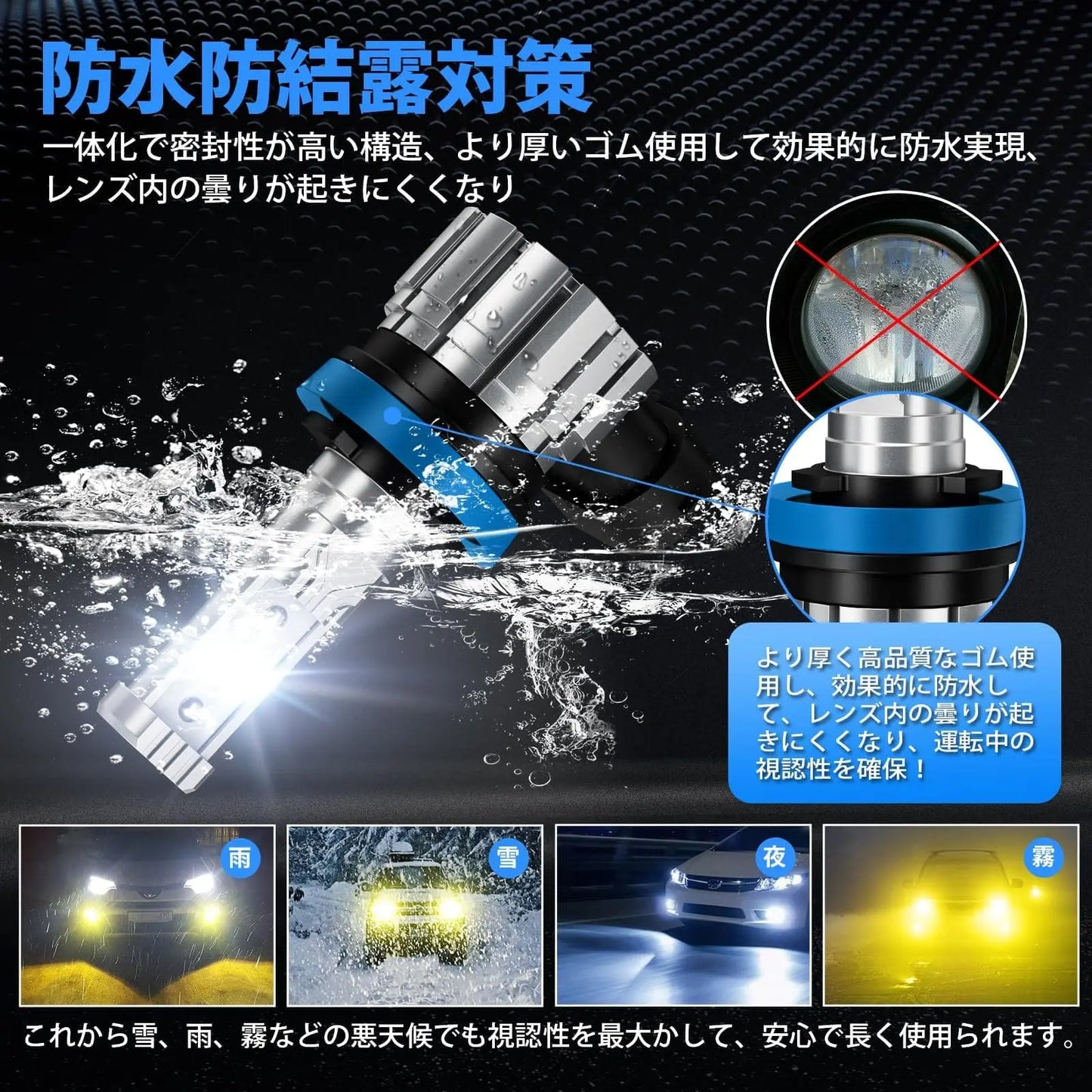 SUPAREE 汽车照明系统 H8 LEDフォグ 2色 爆光 メモリー機能付き 角度調整可能 DC12V車用 12000lm
