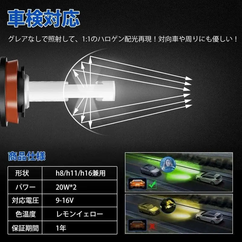 SUPAREE 汽车照明系统 h8 フォグランプ led イェロー 車検対応 da64w