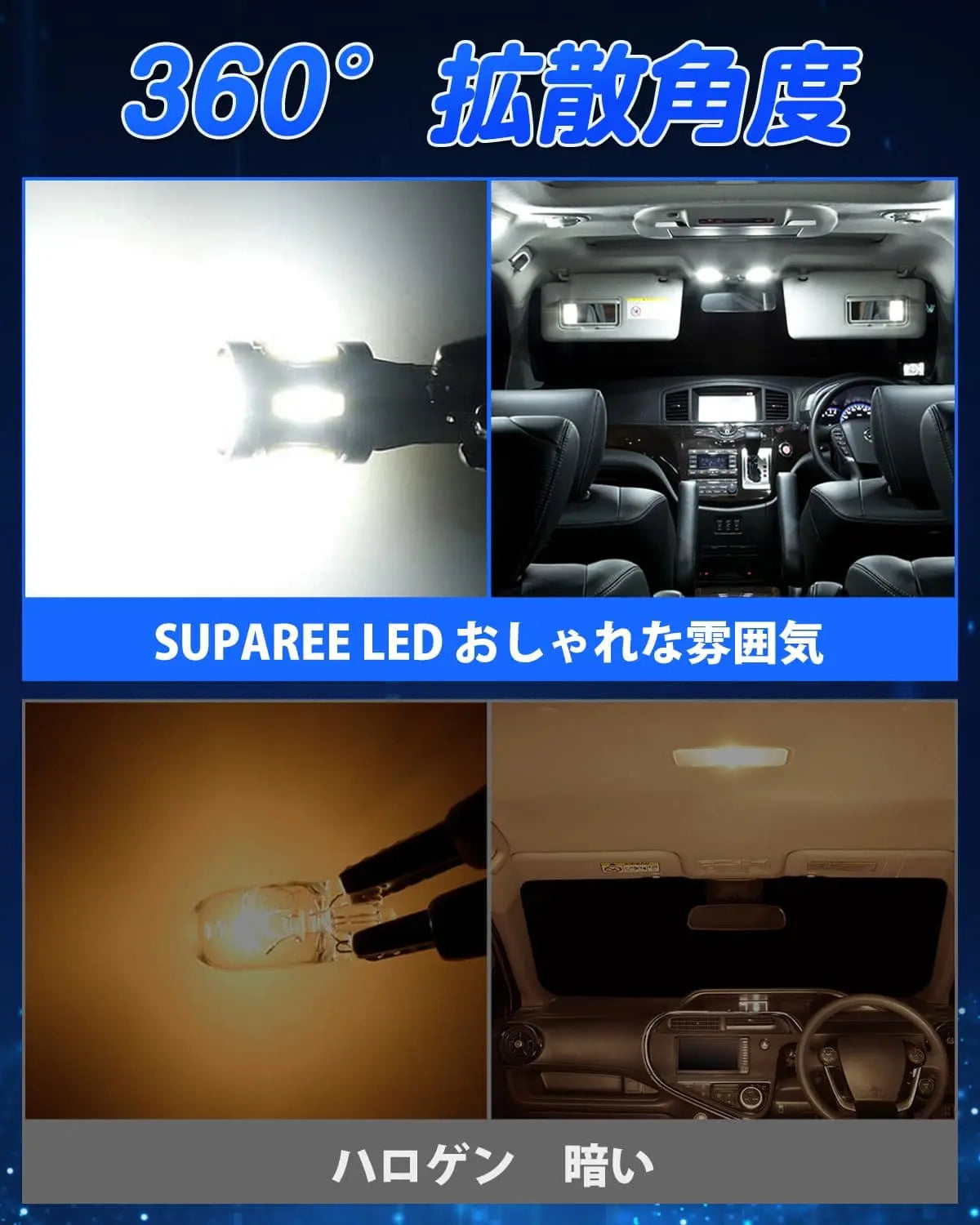 SUPAREE 汽车照明系统 T10 ポジションランプ 爆光 ホワイト 2個 キャンセラー内蔵