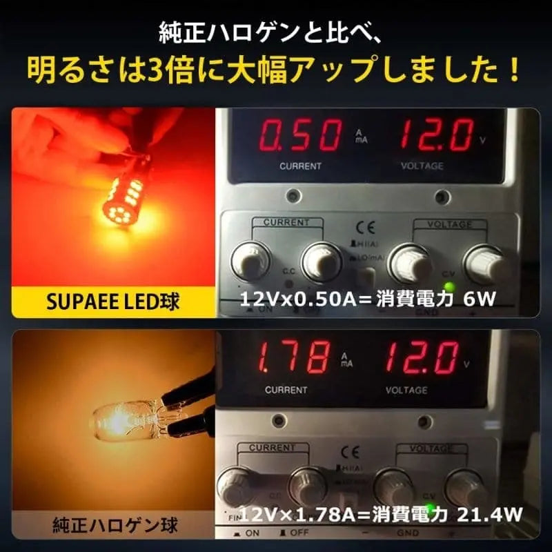 SUPAREE 汽车照明系统 レッド S25 ダブル球 LED テールランプ レッド ブレーキランプ バルブ