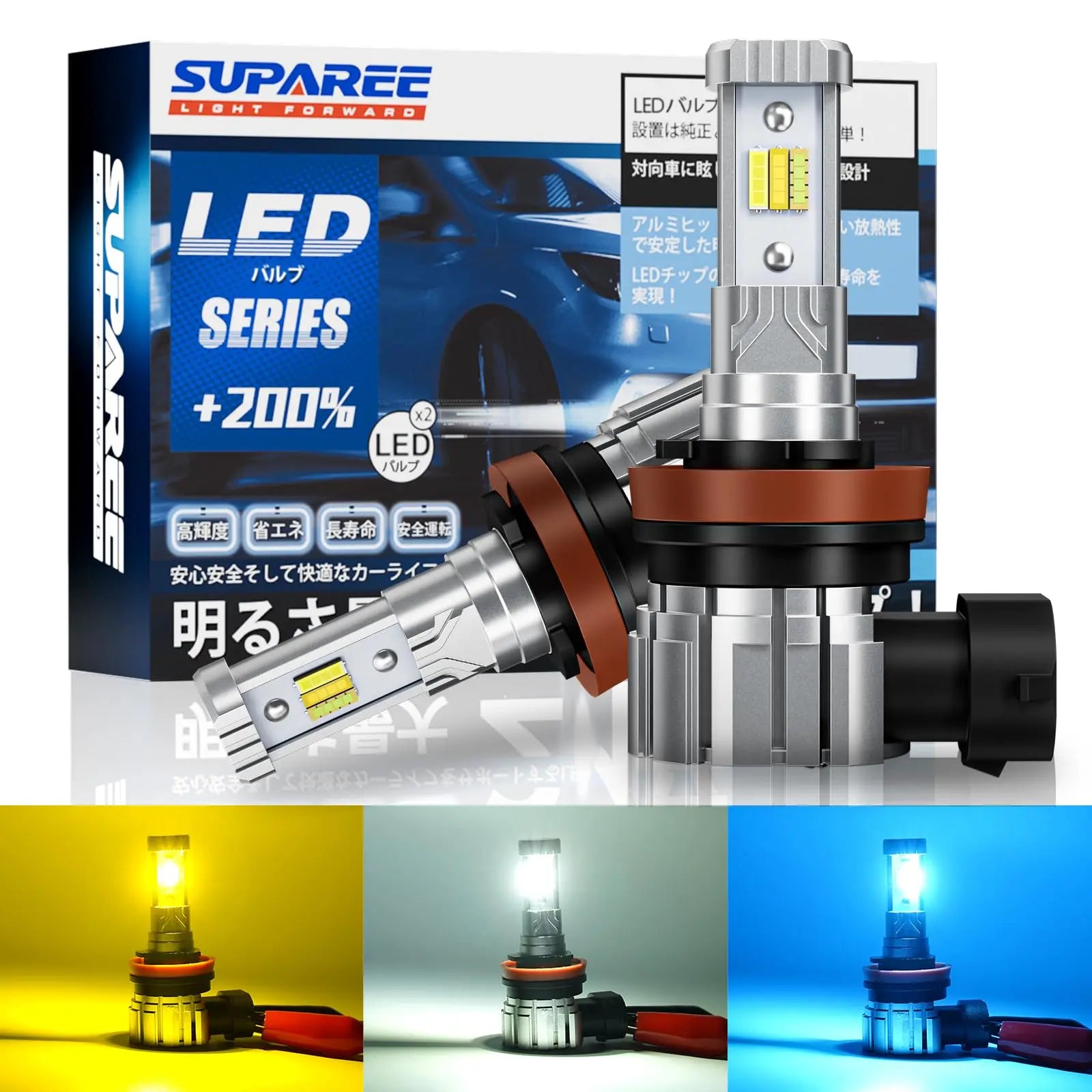 SUPAREE 汽车照明系统 ハイエース200系 3型 4型 5型 6型 led フォグランプ 爆光 12000lm 簡単交換