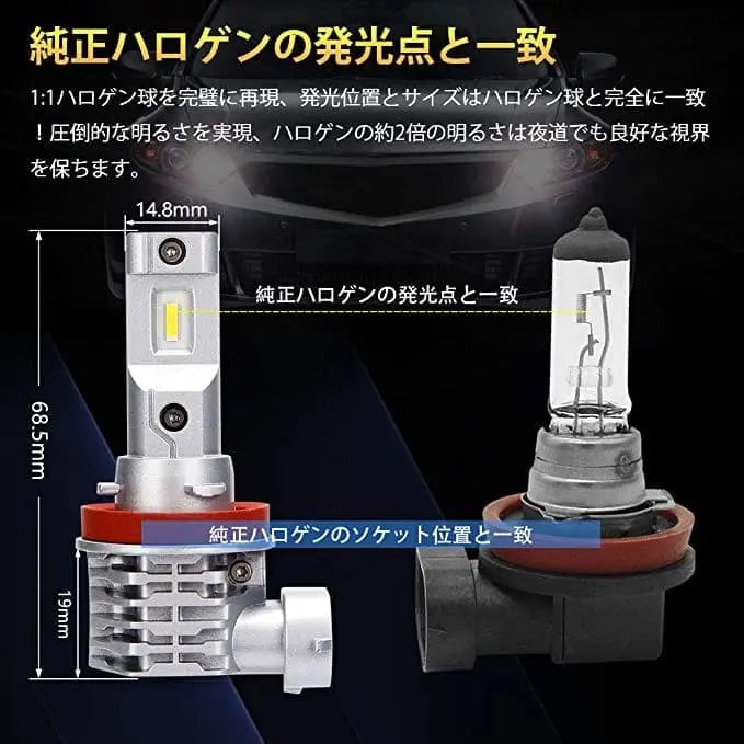 SUPAREE 汽车照明系统 H11 フォグランプファンレス 車検対応 ホワイト 6500K 爆光  led フォグ