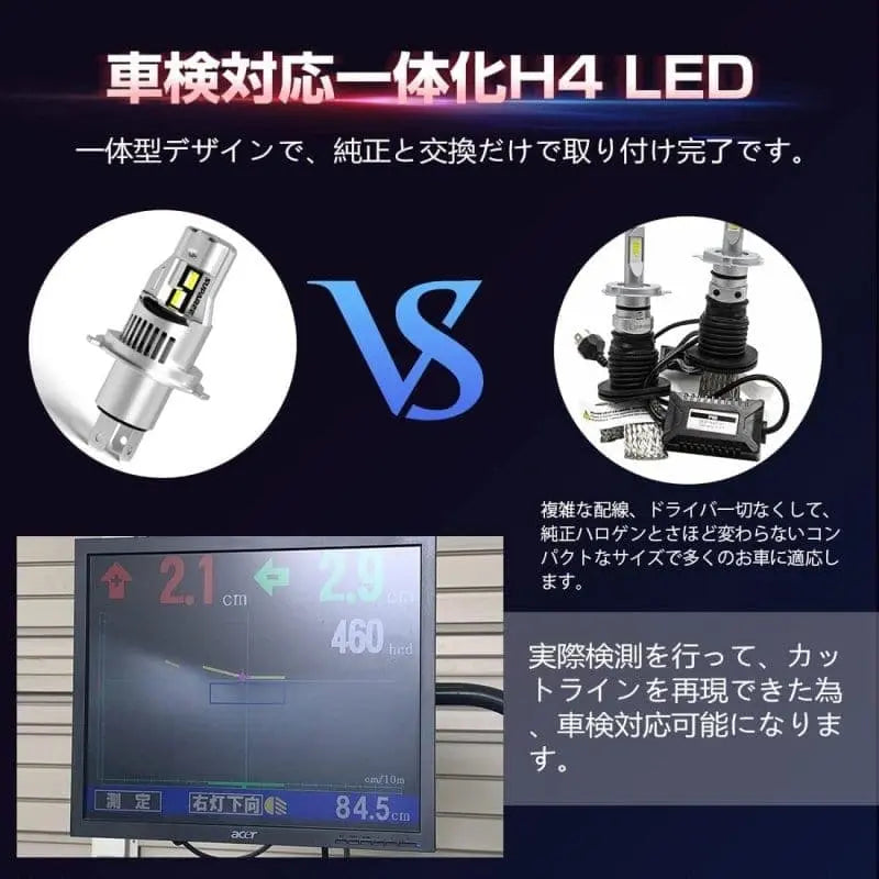 SUPAREE 汽车照明系统 H4 LED ヘッドライト 6000K 爆光  車検対応 バイク専用 バルブ