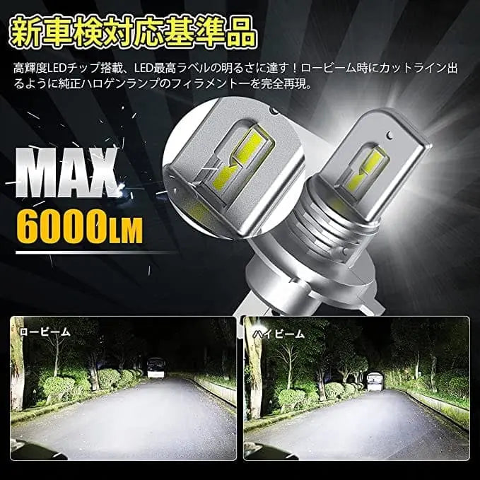 バイク車検対応！H4 LEDヘッドライト6500K LEDバルブ【送料無料】