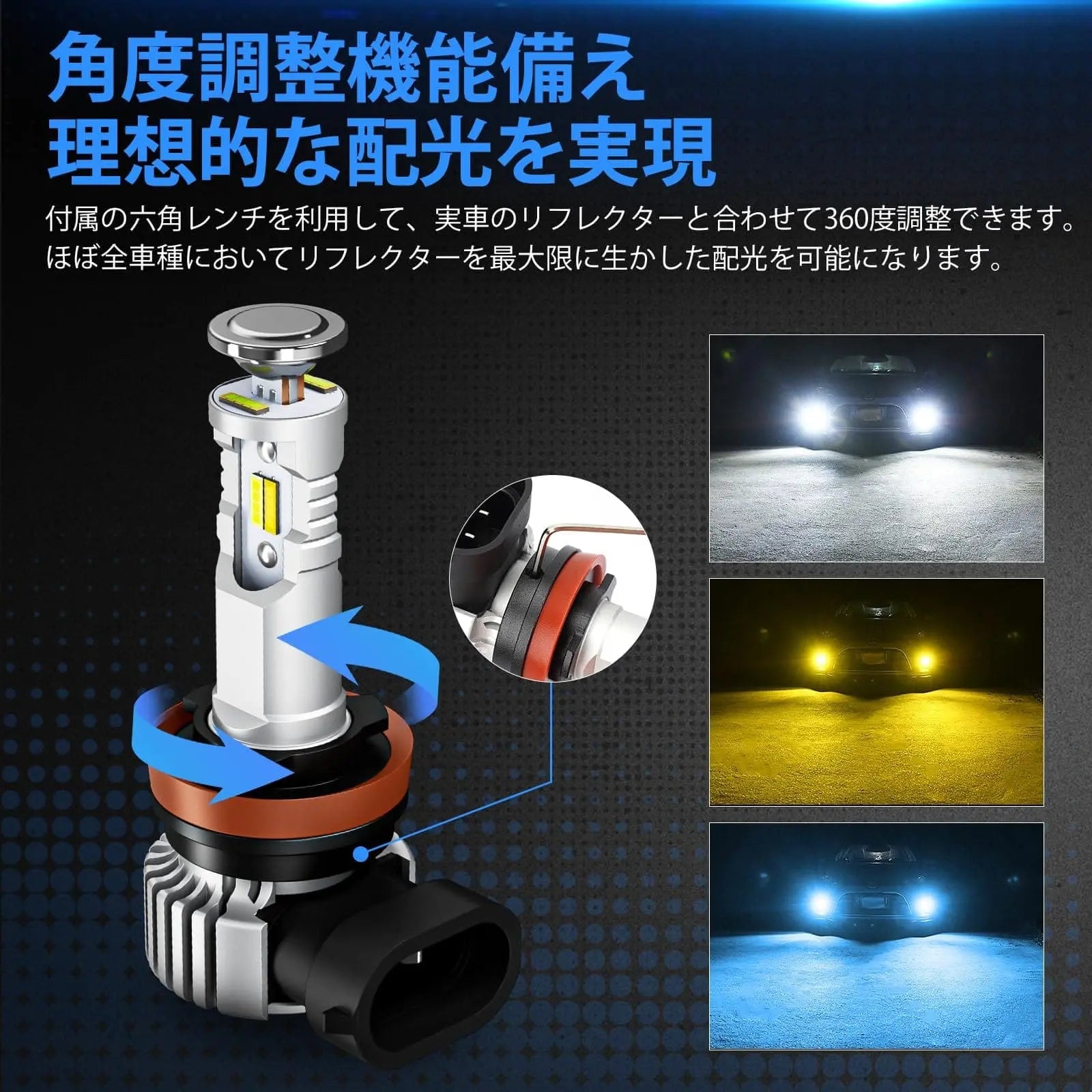 LED フォグランプ　H8 H11 H16  led   爆光 フォグ 3色切り替え 新基準車検対応