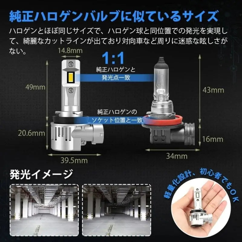 SUPAREE 汽车照明系统 h8 フォグランプ led 爆光 新車検対応  ホワイト6500k  車用バルブ