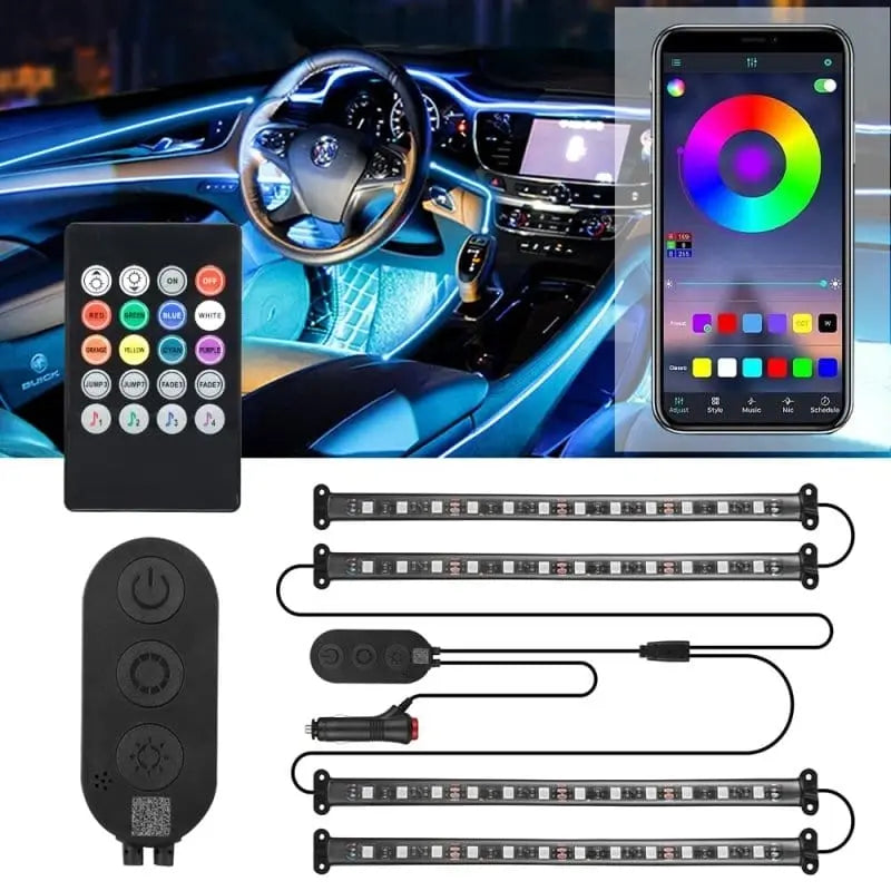 SUPAREE 汽车照明系统 車内 LEDルームランプ車用 テープ 12V RGB フルカラー 音に反応 足元灯