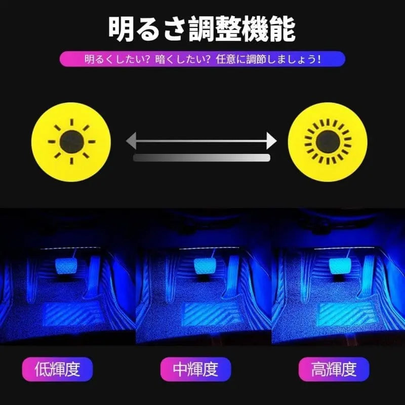 車用LEDテープ LEDテープライト 12V RGB フルカラー 音に反応 足元灯 | 汽车照明系统 | 流れるウインカー | SUPAREE