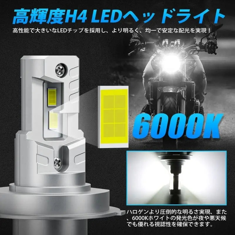 SUPAREE ヘッドライト バイク led ヘッド ライト h4 おすすめ  光軸調整済み  6500K  1個入り